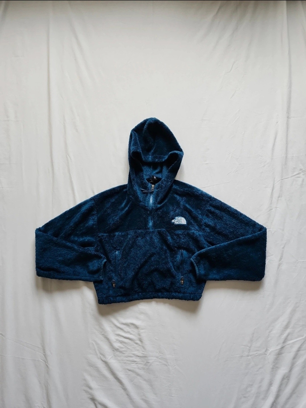 The North Face Osito High-Pile Fuzzy Fleece Hoodie Teal Blue Small